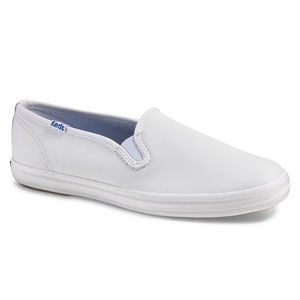 WHITE CHAMPION LEATHER SLIP ON KEDS NWOB